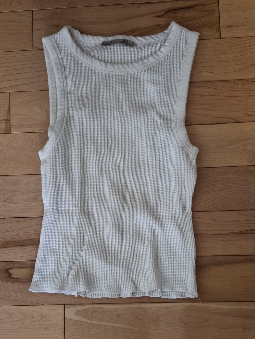 Dex Women's Size Small White Waffle Knit Tank Top